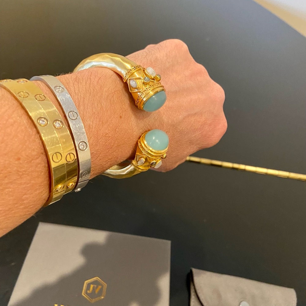 Julie Vos NWT AUTHENTIC Luxury Vintage RARE Chalcedony Hinge Cuff/bracelet - Picture 7 of 17